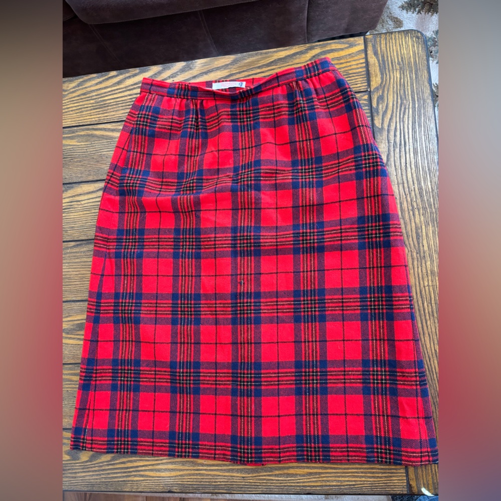 Vintage Pendleton Red Leslie Tartan A-line lined skirt petite small-see measure